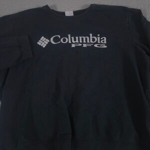 Columbia Sweatshirt Mens XXL Black PFG Logo Graphic Cotton Blend Fleece Pullover